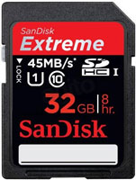 SanDisk 32GB SDHC UHS-1 Extreme HD Video Memory Card - 45MB/s