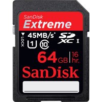 SanDisk 64GB SDHC UHS-1 Extreme HD Video Memory Card - 45MB/s