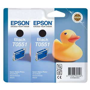 Twin Pack of Epson T0551 Black Ink Cartridges (Twin Pack T0551)