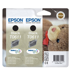 Twin Pack of Epson T0611 Black Ink Cartridges (Twin Pack T0611)