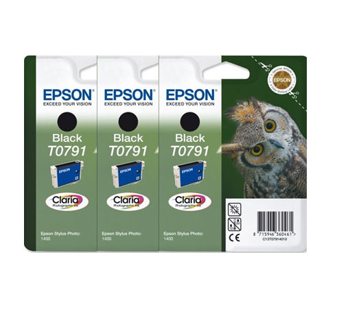 Triple Pack of Epson T0791 Black Ink Cartridges (Triple Pack T0791)