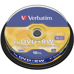 Verbatim DVD+RW 10 Discs per Spindle, 4x, 4.7GB