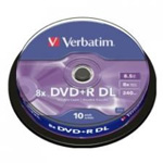 Verbatim DVD+R Pack of 10 Discs, 8x, 8.5GB
